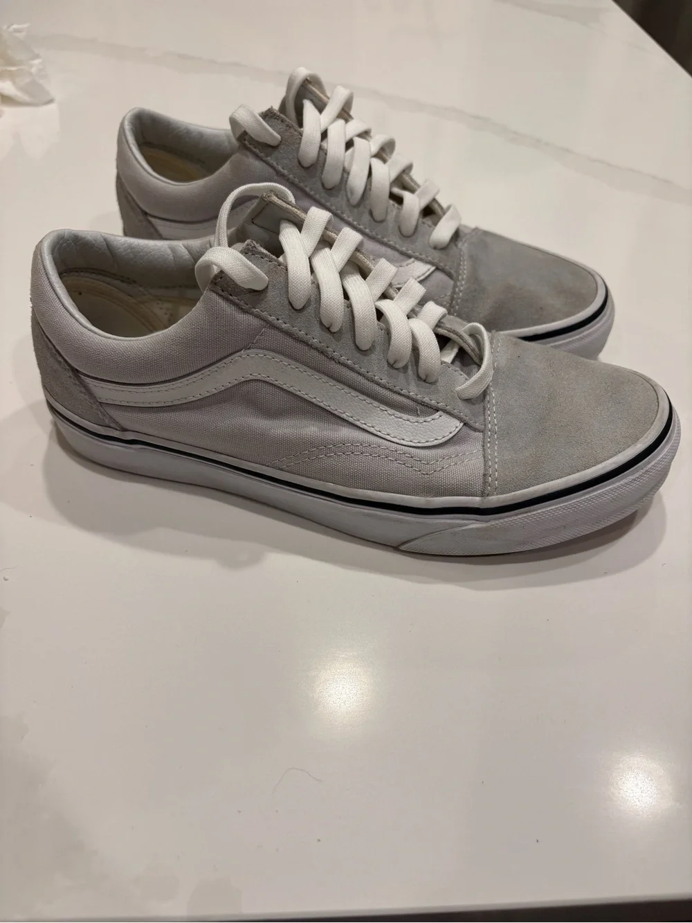 Vans Old Skool Low Top Skate Shoes Grey & White Suede Canvas Men’s 5.5 Women’s 7